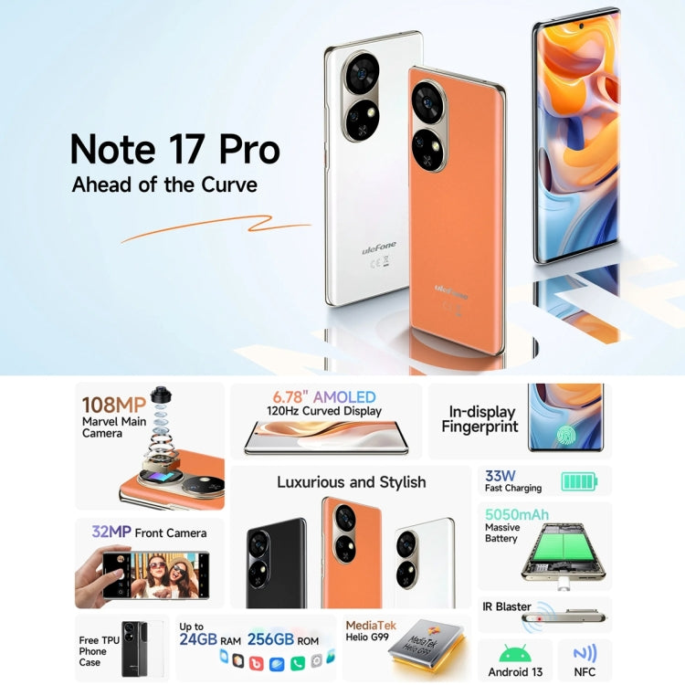 Ulefone Note 17 Pro, Screen Fingerprint, 6.78 inch Android 13 MediaTek Helio G99 MTK6789 Octa Core, NFC, Network: 4G Ulefone Note 17 Pro, Screen Fingerprint, 6.78 inch Android 13 MediaTek Helio G99 MTK6789 Octa Core, NFC, Network: 4G